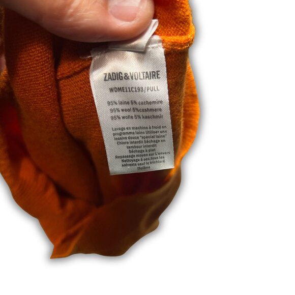 Zadig & Voltaire Kids Rock Sweater 4Y Orange Wool & Cashmere Blend Crewneck Butt - Picture 6 of 8
